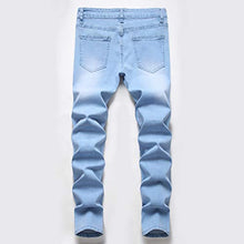 Load image into Gallery viewer, Boy&#39;s Skinny Fit Elastic Waist Ripped Distressed Stretch Fashion Denim Jeans Pants,Light Blue,16