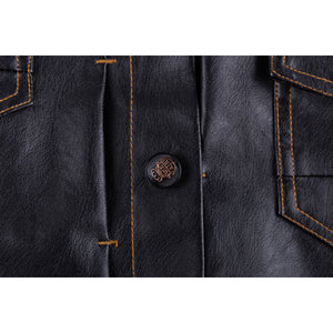 Fleece Warm Thick Winter Faux Leather PU Motorcycle Jacket