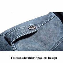 Load image into Gallery viewer, Mens Winter Velvet Plus Thick Warm Stylish Motor Yellow Faux Washed Leather Jackets 