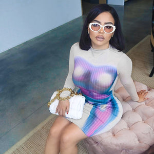 Women's Fashion Pattern Printed Bodycon Dress