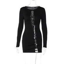 Load image into Gallery viewer, Diamond Chain Stitching Hollowed Out Long-sleeved Dress For Women