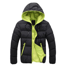 Load image into Gallery viewer, Mens Winter Contrast Color Outdoor Warm Hooded Padded Jacket