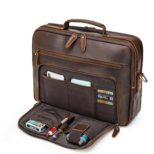 Vintage Crazy Horse Leather Men's Briefcase Laptop Bag