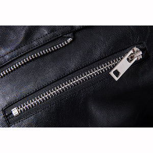 Oblique Zipper Punk PU Leather PU Leather Jacket Slim Fit Halley Motor Jacket for Men