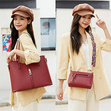 Load image into Gallery viewer, Women Fashion Handbags Tote Bag Shoulder Bag Top Handle Satchel Purse Set 4pcs (Beige)