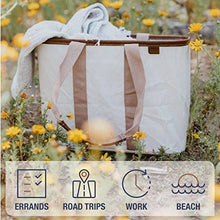Load image into Gallery viewer, CleverMade 30L SnapBasket LUXE - Reusable Collapsible Durable Grocery Shopping Bag - Heavy Duty Large Structured Tote, Heather Grey