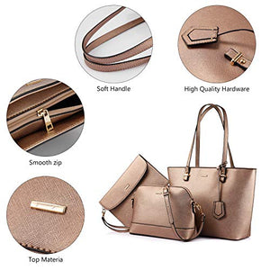 Handbags for Women Shoulder Bags Tote Satchel Hobo 3pcs Purse Set Pearlescent-Khaki