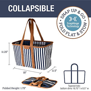 CleverMade 30L SnapBasket LUXE - Reusable Collapsible Durable Grocery Shopping Bag - Heavy Duty Large Structured Tote, Heather Grey