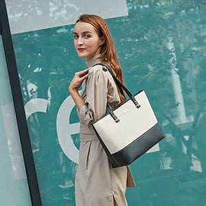 Women Fashion Handbags Tote Bag Shoulder Bag Top Handle Satchel Purse Set 4pcs (Beige)
