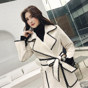 British lady's small fragrance loose woolen coat