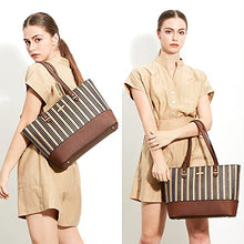 Load image into Gallery viewer, Women Fashion Handbags Tote Bag Shoulder Bag Top Handle Satchel Purse Set 4pcs (Beige)