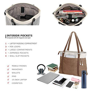 Women's Work Bag with Laptop Compartment Zipper Pockets Teacher Totes Purse