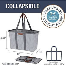 Load image into Gallery viewer, CleverMade 30L SnapBasket LUXE - Reusable Collapsible Durable Grocery Shopping Bag - Heavy Duty Large Structured Tote, Heather Grey