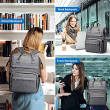 Load image into Gallery viewer, Laptop Backpack Women Teacher Backpack Nurse Bags, 15.6 Inch Womens Work Backpack Purse Waterproof Anti-theft Travel Back Pack with USB Charging Port (Grey)