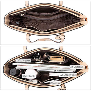 Handbags for Women Shoulder Bags Tote Satchel Hobo 3pcs Purse Set Pearlescent-Khaki
