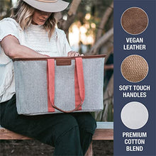 Load image into Gallery viewer, CleverMade 30L SnapBasket LUXE - Reusable Collapsible Durable Grocery Shopping Bag - Heavy Duty Large Structured Tote, Heather Grey
