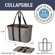 Load image into Gallery viewer, CleverMade 30L SnapBasket LUXE - Reusable Collapsible Durable Grocery Shopping Bag - Heavy Duty Large Structured Tote, Heather Grey