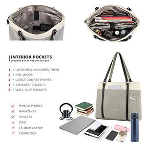 Women's Work Bag with Laptop Compartment Zipper Pockets Teacher Totes Purse