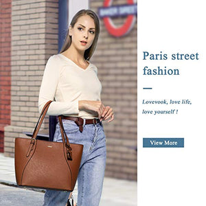 Handbags for Women Shoulder Bags Tote Satchel Hobo 3pcs Purse Set Pearlescent-Khaki