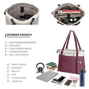 Women's Work Bag with Laptop Compartment Zipper Pockets Teacher Totes Purse