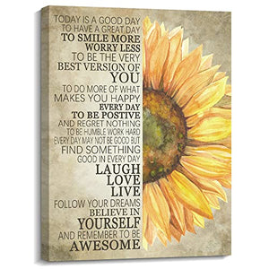 Kas Home Motivational Wall Art This Is Us Canvas Wall Decorations Family Saying Quotes Painting Artwork Sign Decor for Living Room Bedroom Kitchen Office (12 X 15 inch, Yellow - Flower)
