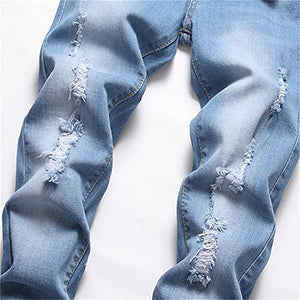 Boy's Skinny Fit Elastic Waist Ripped Distressed Stretch Fashion Denim Jeans Pants,Light Blue,16