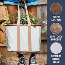 Load image into Gallery viewer, CleverMade 30L SnapBasket LUXE - Reusable Collapsible Durable Grocery Shopping Bag - Heavy Duty Large Structured Tote, Heather Grey