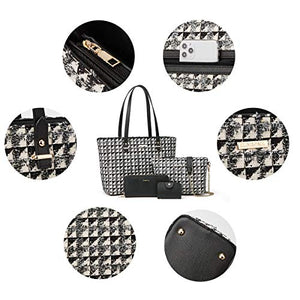 Women Fashion Handbags Tote Bag Shoulder Bag Top Handle Satchel Purse Set 4pcs (Beige)