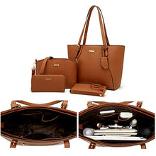 Load image into Gallery viewer, Women Fashion Handbags Tote Bag Shoulder Bag Top Handle Satchel Purse Set 4pcs (Beige)