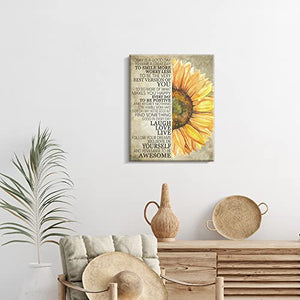 Kas Home Motivational Wall Art This Is Us Canvas Wall Decorations Family Saying Quotes Painting Artwork Sign Decor for Living Room Bedroom Kitchen Office (12 X 15 inch, Yellow - Flower)