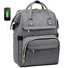 Load image into Gallery viewer, Laptop Backpack Women Teacher Backpack Nurse Bags, 15.6 Inch Womens Work Backpack Purse Waterproof Anti-theft Travel Back Pack with USB Charging Port (Grey)