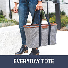 Load image into Gallery viewer, CleverMade 30L SnapBasket LUXE - Reusable Collapsible Durable Grocery Shopping Bag - Heavy Duty Large Structured Tote, Heather Grey