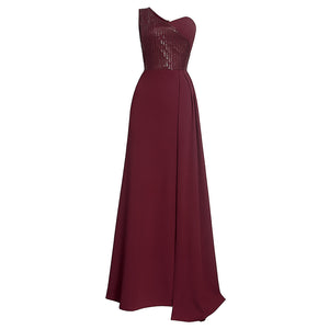 New European And American Foreign Trade African Women's Sloping Shoulder Sexy Long Dress
