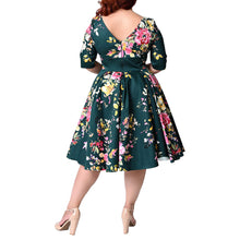 Load image into Gallery viewer, Women&#39;s Round Neck Sleeve Printed A-line Skirt Dress