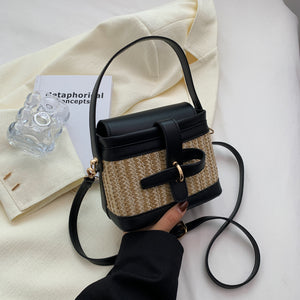 Mini Straw Bucket Bags For Women 2022 Summer Trendy Crossbody Bags Lady Travel Purses And Handbags Female Shoulder Simple Bag