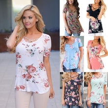 Load image into Gallery viewer, 5XL Large Size Spring Summer Women T-shirt Short Sleeve V-Neck Printed Shirt Plus Size Women Clothing Fashion Sexy Tops