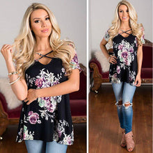 Load image into Gallery viewer, 5XL Large Size Spring Summer Women T-shirt Short Sleeve V-Neck Printed Shirt Plus Size Women Clothing Fashion Sexy Tops