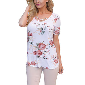 5XL Large Size Spring Summer Women T-shirt Short Sleeve V-Neck Printed Shirt Plus Size Women Clothing Fashion Sexy Tops