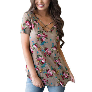 5XL Large Size Spring Summer Women T-shirt Short Sleeve V-Neck Printed Shirt Plus Size Women Clothing Fashion Sexy Tops