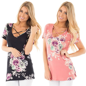 5XL Large Size Spring Summer Women T-shirt Short Sleeve V-Neck Printed Shirt Plus Size Women Clothing Fashion Sexy Tops