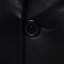 Load image into Gallery viewer, Mens Lapel Collar Slim Fit Black Fashion Faux Leather Jacket