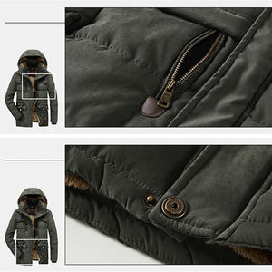 Mens Thick Multi Pockets Windproof Detachable Hooded Jacket