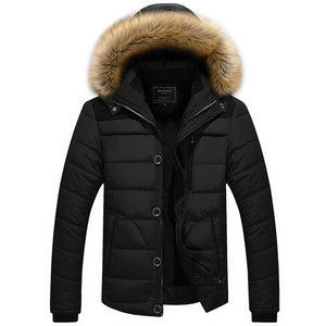 Mens Thick Winter Hooded Big Size Stand Collar Jacket