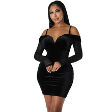 Load image into Gallery viewer, Autumn And Winter Women&#39;s Fashion Sexy Tight Mesh Long-sleeved Dress