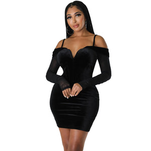 Autumn And Winter Women's Fashion Sexy Tight Mesh Long-sleeved Dress