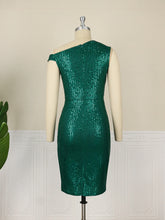 Load image into Gallery viewer, Women&#39;s One Shoulder Sleeveless Hip Wrap Dress