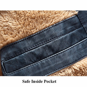Mens Winter Velvet Plus Thick Warm Stylish Motor Yellow Faux Washed Leather Jackets 