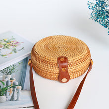 Load image into Gallery viewer, Rattan Weave Bag Retro Women&#39;s One Shoulder Small Round Bag