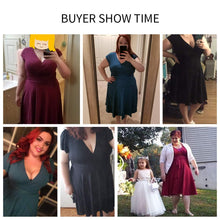 Load image into Gallery viewer, JOHEAVA Women&#39;s Plus Size Deep V Neck Cap Sleeve Wrap Casual Flared Midi Dress