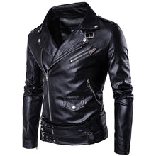 Load image into Gallery viewer, Oblique Zipper Punk PU Leather PU Leather Jacket Slim Fit Halley Motor Jacket for Men